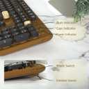 Retro Wireless Keyboard and Mouse Combo with Wrist Rest - Aesthetic Typewriter Style, Full-Size Clicky Tactile Floating Round Keys, 2.4GHz Ergonomic Set for Mac, Windows(Coffee Color)