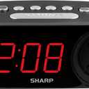 Sharp Digital Easy to Read Alarm Clock with 2 AMP High-Speed USB Charging Power Port - Charge Your Phone, Tablet with a high Speed Charge! Simple, Easy to Use Operation, Midnight Black (Black - Red Led)