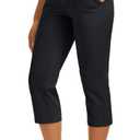 MAGCOMSEN Cotton Capri Pants for Women Yoga Capris with Pockets High Waist Straight Leg Casual Workout Summer Sweatpants (Black, S)