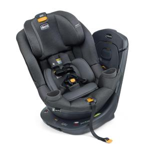Chicco Fit360 ClearTex Rotating Convertible Car Seat with 360 Degree Rotation for Rear-Facing and Forward-Facing, LeverLock Self-Tensioning Lock System | Carbon/Grey