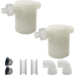 Water Float Valve, Water Level Control Water Tank Traditional Float Valve Upgrade 2 PCS (side inlet, 1/2" to 1/4")