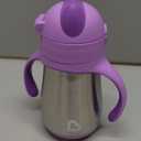 Munchkin Cool Cat Sippy Cup with Straw for Toddlers, Stainless Steel Straw Cup, 8 Ounce, Purple