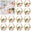 Barydat 12pcs 8inch Hexagon Shelves Wedding Table Decor, Wood Color, Medium