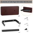 Rustic Toilet Paper Holder Wall Mount - 6.69"x2.95" Solid Wood Bathroom Tissue Paper Roll Hoder with 5.7" Stainless Steel Rod, Farmhouse Paper Towel Holder for Small Space