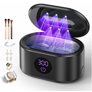 Ultrasonic Jewelry Cleaner, 48KHz Ultrasonic Cleaner Machine with 20oz 304 Stainless Steel Tank, Dual Modes & LED Display - for Jewelry, Eyeglasses, Watches, Dentures, Retainers & More-Black