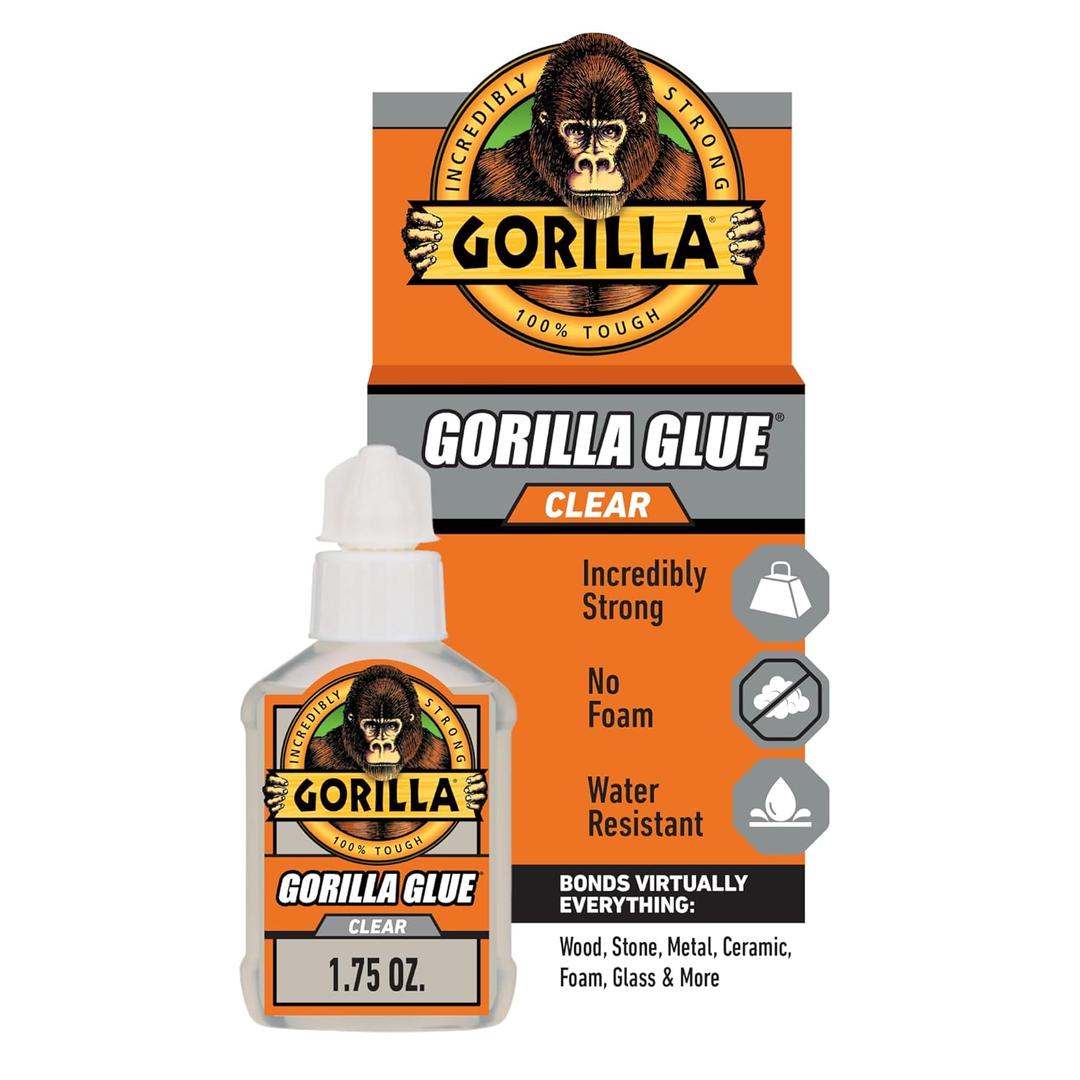 Gorilla Clear Glue, 1.75 Ounce Bottle (Pack of 1) - Crystal Clear, All Purpose, and Water Resistant