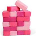 The Original Premium Plush Building Block for Kids - Certified Safe Foam Blocks in Luxuriously Soft Fabric Covers (Pretty Pink, Blocks), 8.25 x 4.25 x 3 inches
