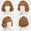 BARSDAR Natural Red Short Wavy Wig with Bangs - Short Wavy Ginger Auburn Wig for Women - Curly Wavy Textured French Bob Wigs with Bangs Soft Synthetic Natural Looking Face-Framing Daily