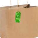 PAICUIKE 50Pcs Large Brown Paper Bags with Handles, 13x7x13 Inch Gift Bags for Business, Shopping, Party, Wedding & Birthday | Natural Brown Kraft Bags for Retail, Merchandise & Events