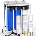 Whole House Water Filter System,Reduce Scale Chlorine,3 Stage Water Purifier,Top-Tier Sediment & Carbon Filter with FOF Technology Filter Out 99% Vocs,Metal,Soften Water,Healthier Skin,20x4.5Inch