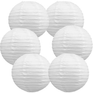 BEISHIDA 6-Inch White Paper Lanterns Decorative Chinese/Japanese Hanging Round Paper Lanterns Lamp for Birthday, Wedding, Christmas, Bridal, Home Decor, Party Decoration (6 Packs)