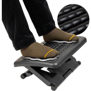 Mind Reader Adjustable Height Ergonomic Foot Rest with Massage Rollers, Black