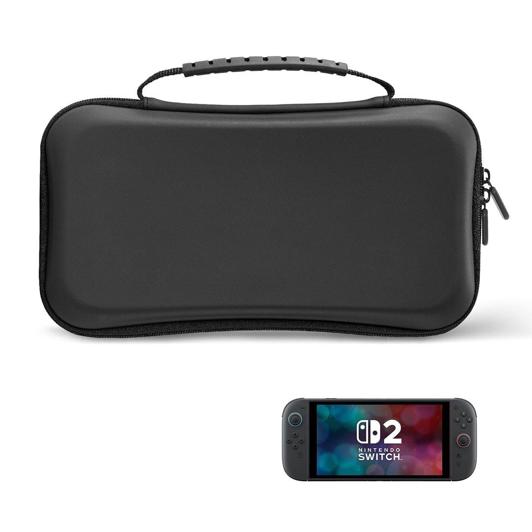 iDLEHANDS Hard Shell Carrying Case for Nintendo Switch 2 (2025), Ultra Slim Portable Travel Game Bag with Storage for 24 Game Cartridges & Accessories,Black