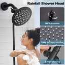 HUCKLE Shower Faucet Set, 8 Inch Round High Pressure Rain Shower Head and Handheld Sprayer, Filtered Bathroom Set Included Valve Trim Kit, Matte Black