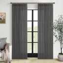 Grey 90 Inch Linen Curtains Pinch Pleated for Living Room Bedroom Dining Boho Charcoal Gray Light Filtering Pinch Pleat Drapes with Hooks Rings Back Tab Semi Sheer Window Curtains 2 Panels Set 50x90