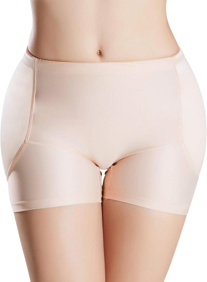 Women's Padded Seamless Shapewear Panties Hip Enhancer Underwear Shaper Shorts (Large, Nude)
