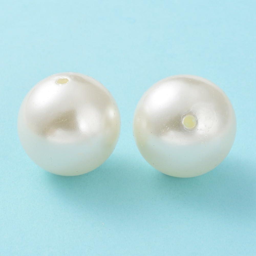 DanLingJewelry 35Pcs 30mm Imitated Pearl Acrylic Bubblegum Beads Large Round Gumball Loose Beads Creamy White Acrylic Pearl Spacer Beads for Jewelry Making Crafts