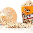 RAYMEA Plastic Popcorn Containers Retro Style Reusable Popcorn Buckets for Movie Night 7.1x7.1x5.1 - 2 Pack