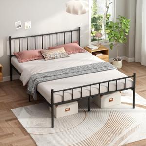 King Size Platform Bed Frame - Black Metal Bed Frame,Heavy Duty Base with Headboard and Footboard,Steel Slat Support,No Box Spring Needed,Easy to Assemble,Suitable for Bedrooms (King, Black)