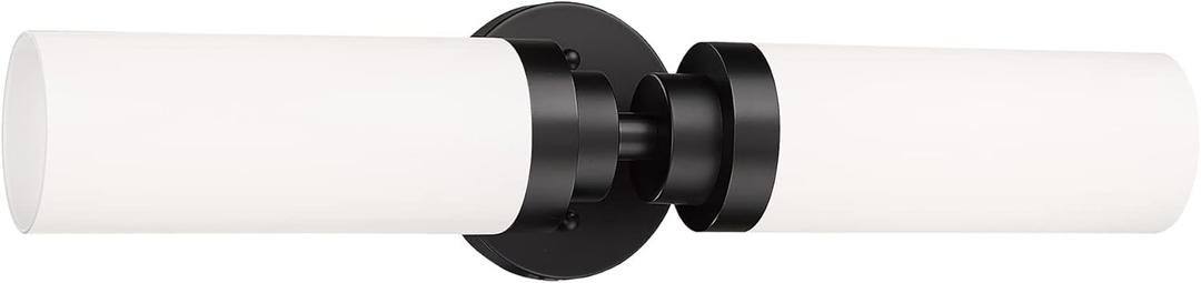 Emak 2 Light Black Vanity Lights for Bathroom, 22 Inch Bathroom Light Fixtures Modern Wall Sconces with Milk Glass Shade for Bathroom, Bedroom, Hallway, VL085-BK-ML-2