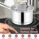 E-far 1 Quart Saucepan with Lid, Stainless Steel Small Sauce Pan Boiling Pot for Cooking, Compatible with All Stoves, Healthy & Non Toxic, Oven & Dishwasher Safe