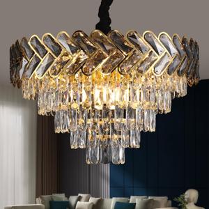 24" Gold Modern Crystal Chandelier Top K9 Round Crystals Chandeliers Adjustable Ceiling Light Fixture 5-Tier Crystal Pendant Lamp 9-Light for Dinning Room Living Room Foyer