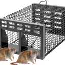 Rat Trap, Humane Live Rat Trap & Automatic Reset Mouse Traps with Dual One-Way Door Design  Catch and Release for Mice, Chipmunks, Hamsters, and Other Rodents, Indoors & Outdoors(Black)