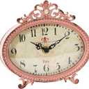 Creative Co-Op Decorative Antiqued Pewter Mantel Clock, Pink