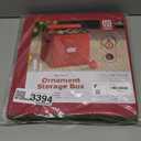 ZOBER Christmas Ornament Storage Box - Stores 64 3" Ornaments, With Dividers - Ornament Organizer Storage Box, Durable Christmas Containers Holder, Dual Zipper - Red