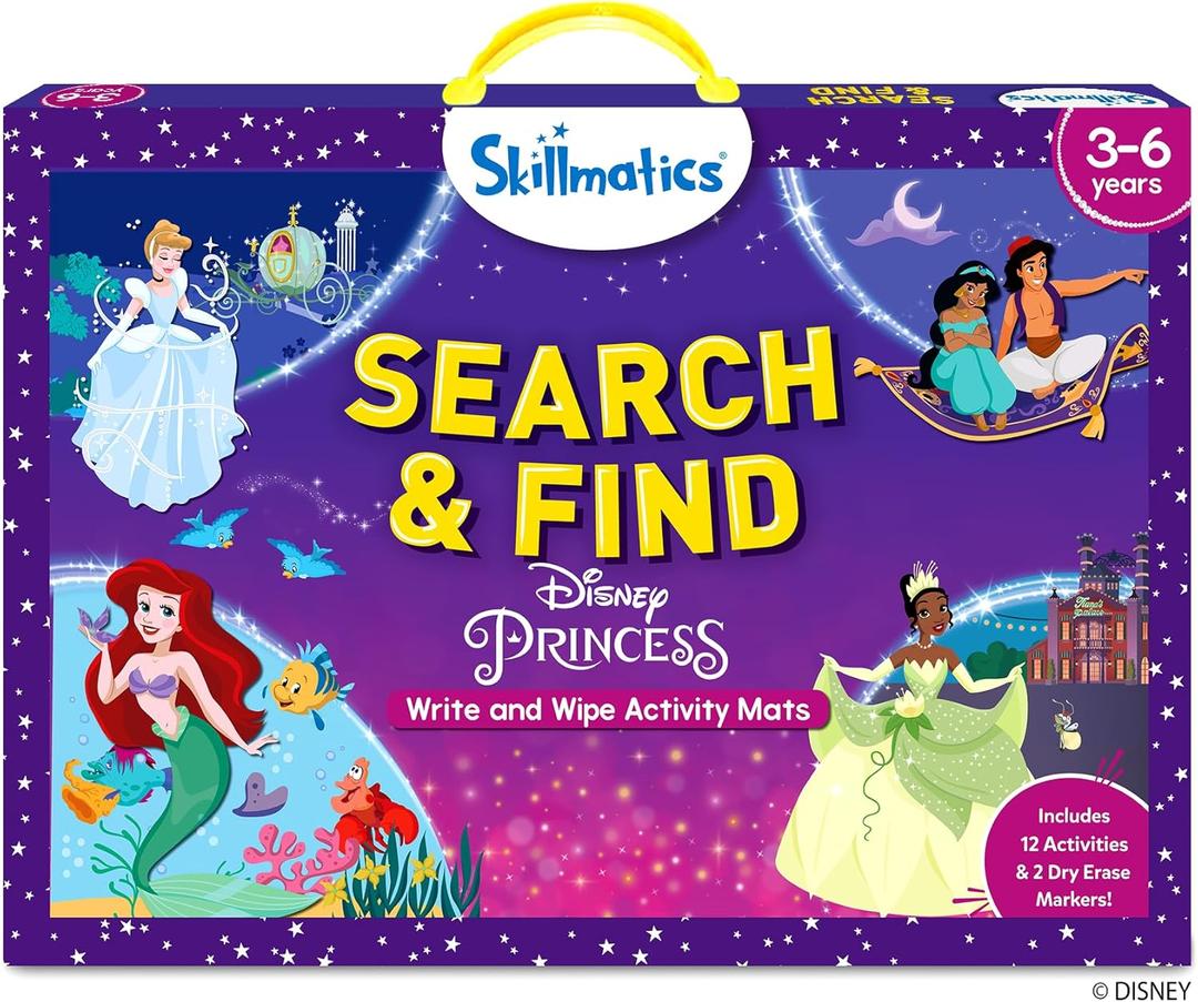 Skillmatics Search and Find Disney Princess Educational Game - Reusable Preschool Learning Activities, Christmas Toys, Art & Crafts, Gifts for Toddlers & Kids of Ages 3-6 Years Old