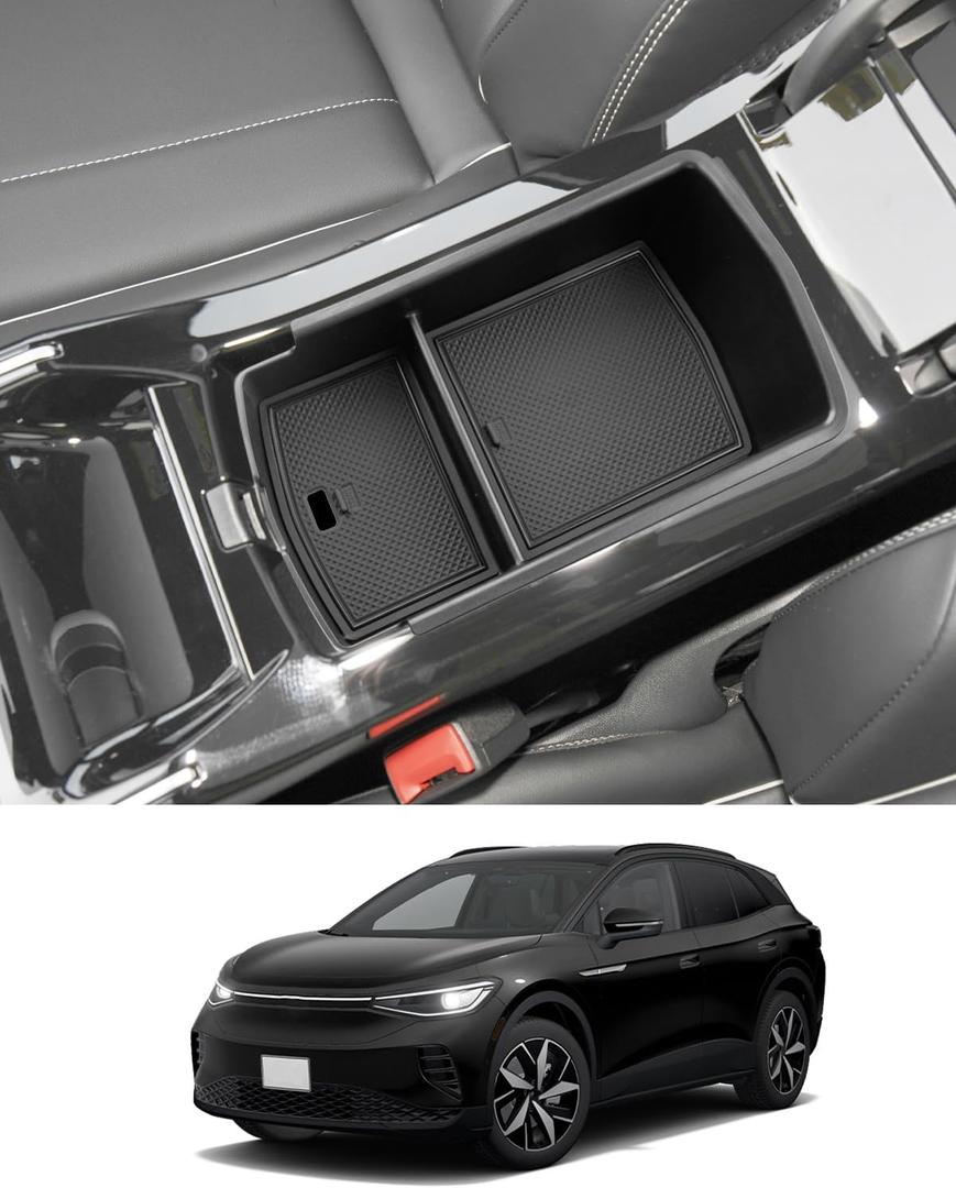 2023 2024 2025 2026 ID.4 Accessories Center Console Organizer for VW ID.4 (Standard/S/S Plus/Pro/Pro S/Pro S Plus), Durable ABS Plastic Console Tray Insert 2026 2025 ID.4 Accessories (Black)