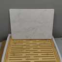 Golener Stone Drying Mat for Kitchen Counter, Diatomaceous Earth and Bamboo Rack, Multi-purpose Quick Drying Mat Rack, 16”x12”, Marble White