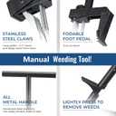 Lilyvane Stand Up Weed Puller with Foot Pedal & Quick-Release Ejector 41" Adjustable T-Handle, 4-Claw Steel Head Remove Weeds Root Without Bending or Kneeling Effortless Garden Weeding Tool