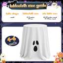 Tellingyou Halloween Tablecloth 70x70 Inch Round Cute Ghost Pumpkin Vampire Bat Polyester Washable Table Cover for Halloween Party Decoration(White,Ghost) (107.8" (Round))