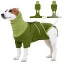 FUAMEY Recovery Suit for Dogs, Neck Wound Cover Onesie for Surgery Female Dog, Prevent Licking Surgical Suits for Male Dogs After Neutering, Cone Alternative After Surgery, Bichon Frise (Green, S)