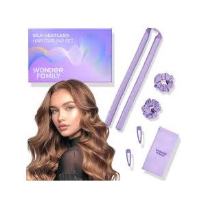 Silk Heatless Hair Curler for Short, Medium & Long Hair – Satin Curling Rod for Overnight Curls – No Heat Curlers to Sleep In with Clips, Scrunchie & Bag – Heatless Curlers for Black Women & Travel