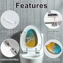 Elongated Toilet Seat sand wave Resin Toilet Seat with Quietly Close Quick Release Hinges Decorative Toilet Seat with Cover Easy to Clean and Install Beach Theme Decor Nautical Decor