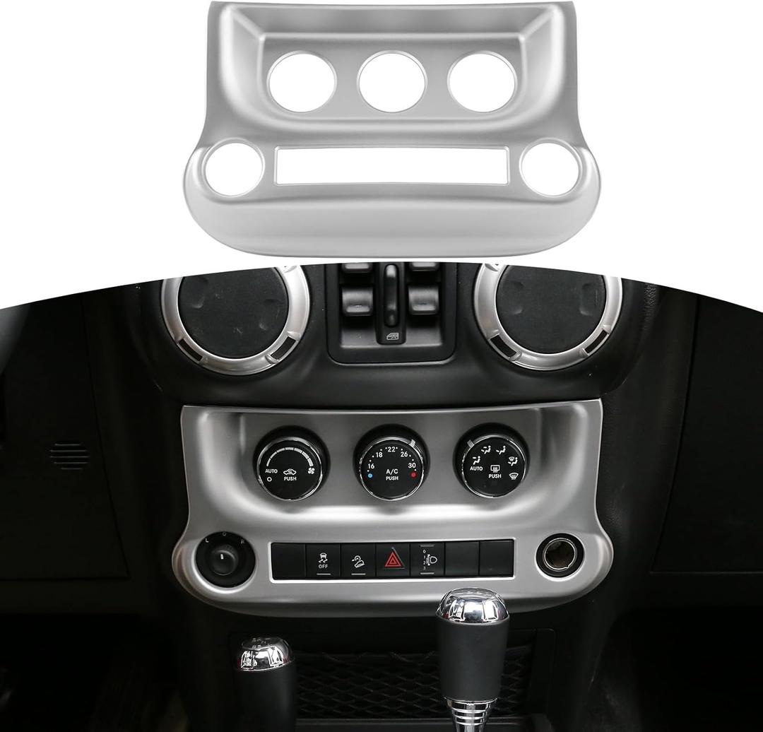 RT-TCZ for Wrangler JK Center Dash AC Switch Cover Trim Bezel Silver for Jeep Wrangler JK JKU 2011-2017 Silver Interior Accessories