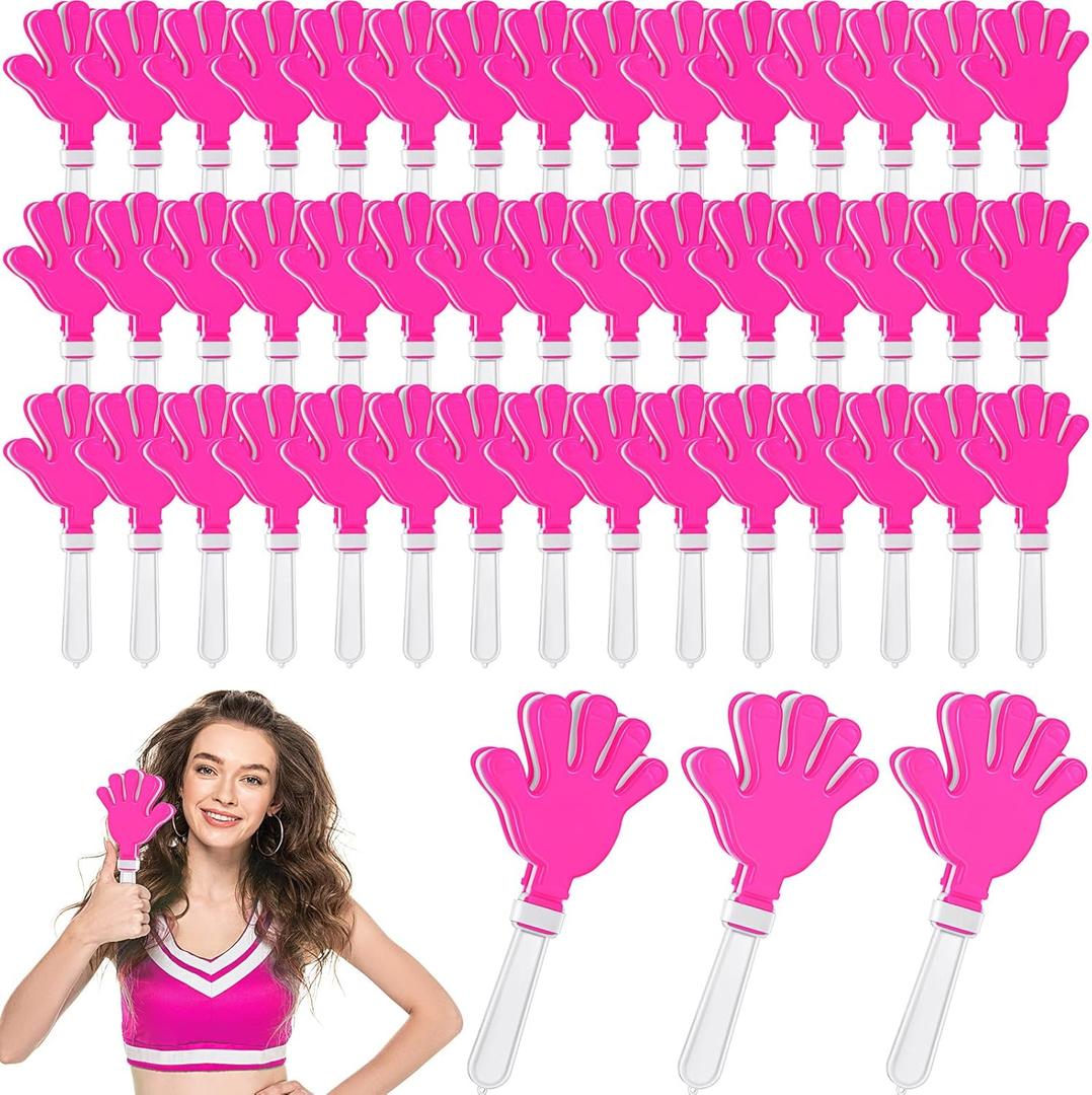 Junkin 48 Pcs Hand Clappers Bulk 7. 5 x 3. 5 Inches Noise Makers Party Favors Clapping Noise Maker Clacker for Birthdays Game Prizes Rewards Football Sporting Events Cheers Supplies (Pink,White)