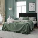 Full Size Platform Bed Frame with Upholstered Headboard, Wooden Slats, No Box Spring Needed (Beige, King) (Black, Queen)