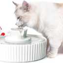 VinDox 2.1L Ceramic Cat Water Fountain-for Cats and Dogs, 360 Ceramic Pet Fountain-70 Oz Large Water Capacity - Whisper-Quiet Water Flow-Great for Shy or Timid Pets - Fresh, Filtered Water(White)