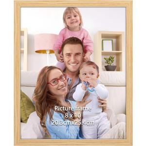 Giftgarden 8x10 Picture Frame Natural Woodgrain, 8 by 10 Thin Photo Frame for Wall Tabletop Display, Single