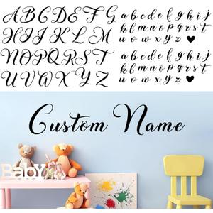 Custom Name Wall Stickers Personalized Name Vinyl Decals for Baby Kids Room Wall Decor Custom Names Sign for Backdrop DIY Alphabet ABC Sticker for Nursery Toddler Bedroom Playroom Home Decorations