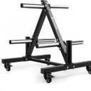 LIONSCOOL 2-Inch Olympic Weight Plate Tree and 2 Barbell Holders, Bumper Plate Storage Rack with Optional Wheels, 650LBS/1000LBS Weight Capacity 