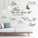 3 Sheets Motivational Wall Decor, Bless This Home Wall Decor, Inspirational Decals, Live,Love,Laugh, Bible Verses Wall Sticker Decorations for Living Room Family