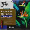 Mont Marte Extra Soft Oil Pastels 26pc, Assorted Bright Colors, Vibrant and Buttery, Versatile Art Pastels for Blending, Layering & Shading, Ideal for Art, Craft, Coloring and Sketching