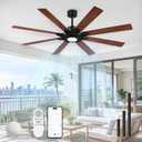 72 Inch Ceiling Fan with Light,Smart Ceiling Fan with Alexa Control,Large Black Indoor Outdoor Ceiling Fan,Modern Quiet Fan with Dual Finish 8 Blades for Living Room,Patio, ZCCF05BK-72