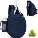 Tennis Bag, Quilted Tennis Backpack Holds 2 Rackets, Waterproof Crossbody Sling Pickleball Bags for Women, Men and Youth