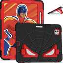 AKABEILA Compatible with Apple iPad Pro 11(2024) 11 inch Tablet CaseLightweight Shockproof Rugged Protective Cover with Kickstand for Kids Children Boys Babies Black Red