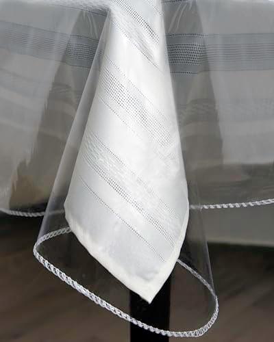 Broder Heavy Duty Clear Plastic Table Cover Protector Rectangle 60x108 – Waterproof, Oil Proof, Wipeable Vinyl Tablecloth Protector, Thick PVC, for Dining Room, Kitchen, Desk, Office, Everyday Use